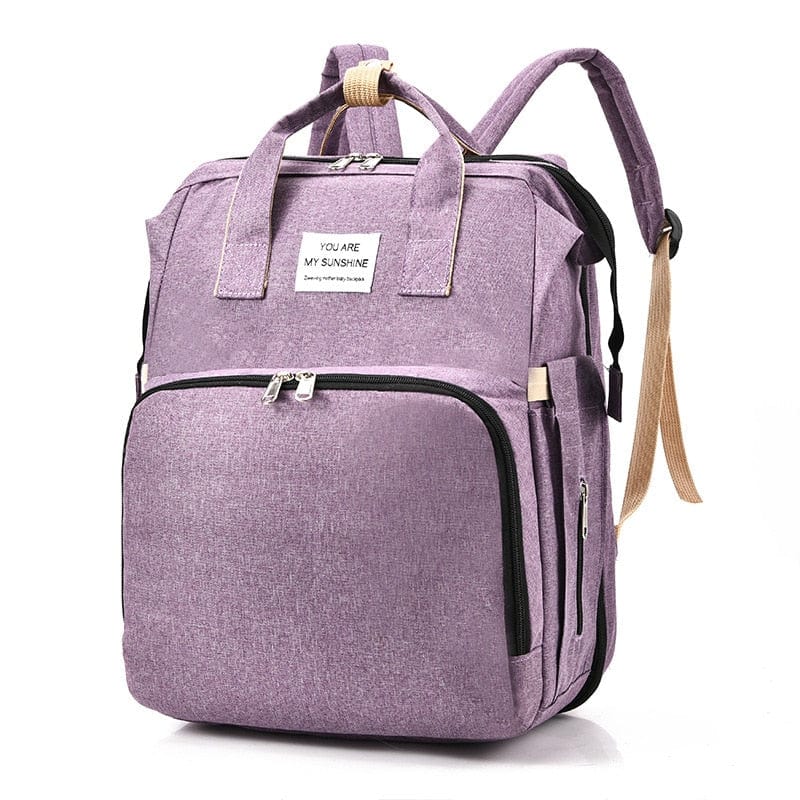 Pavoco Windeltaschen Lila Multifunktionaler Rucksack für Eltern tragbares Babybett Wickeltasche wasserdicht