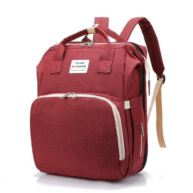 Pavoco Windeltaschen Rot Multifunktionaler Rucksack für Eltern tragbares Babybett Wickeltasche wasserdicht