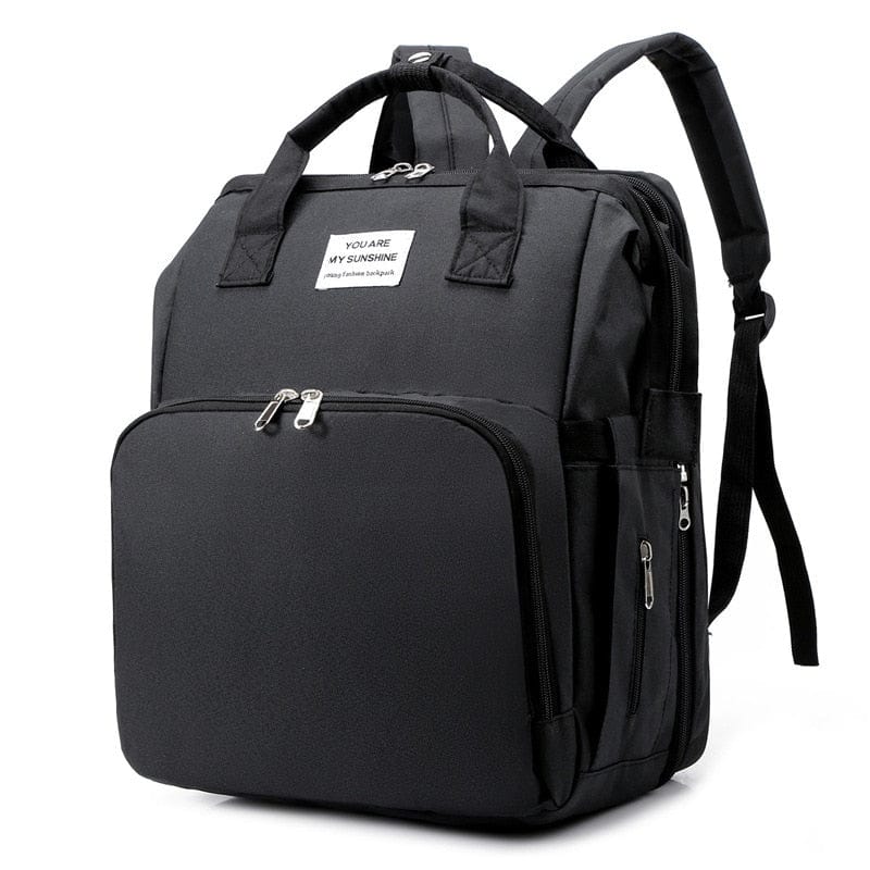 Pavoco Windeltaschen Schwarz Multifunktionaler Rucksack für Eltern tragbares Babybett Wickeltasche wasserdicht
