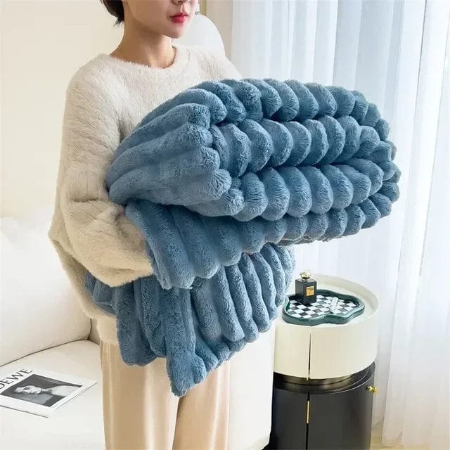 Pavoco Wurfdecken Blau / 120x200 cm Weiche Plüsch Maxi Decke für Unisex luxuriös warm vielseitig