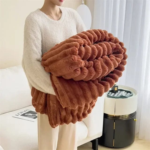 Pavoco Wurfdecken Braun / 120x200 cm Weiche Plüsch Maxi Decke für Unisex luxuriös warm vielseitig
