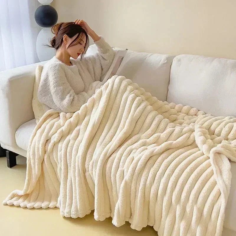 Pavoco Wurfdecken Creme / 120x200 cm Weiche Plüsch Maxi Decke für Unisex luxuriös warm vielseitig