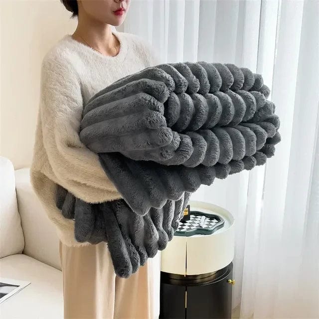 Pavoco Wurfdecken Dunkelgrau / 120x200 cm Weiche Plüsch Maxi Decke für Unisex luxuriös warm vielseitig