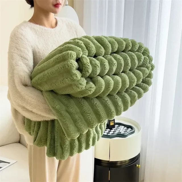 Pavoco Wurfdecken Grün / 120x200 cm Weiche Plüsch Maxi Decke für Unisex luxuriös warm vielseitig