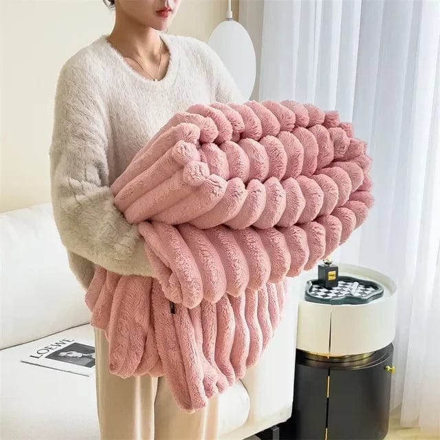 Pavoco Wurfdecken Rosa / 120x200 cm Weiche Plüsch Maxi Decke für Unisex luxuriös warm vielseitig