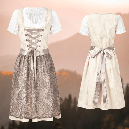 Primadon Traditionelle Kleider Beige/Creme / XS Amelie | Elegante Trachtenbluse für Damen mit Schürze