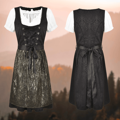 Primadon Traditionelle Kleider Schwarz/Grau / XS Amelie | Elegante Trachtenbluse für Damen mit Schürze